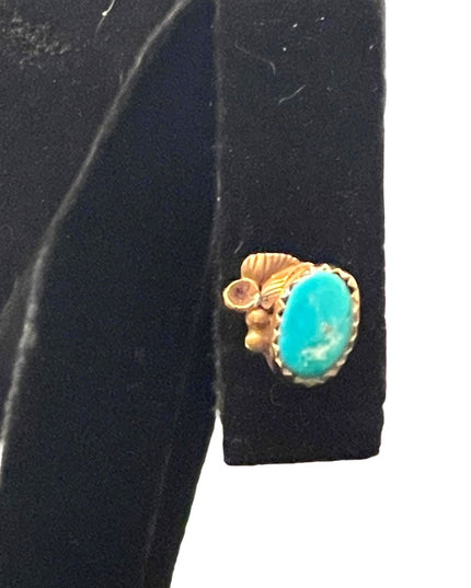 Vintage 14k Gold Turquois flower ornate Navajo earrings
