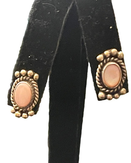 Vintage Sterling silver 925 M NEZ Navajo MOP fancy earrings