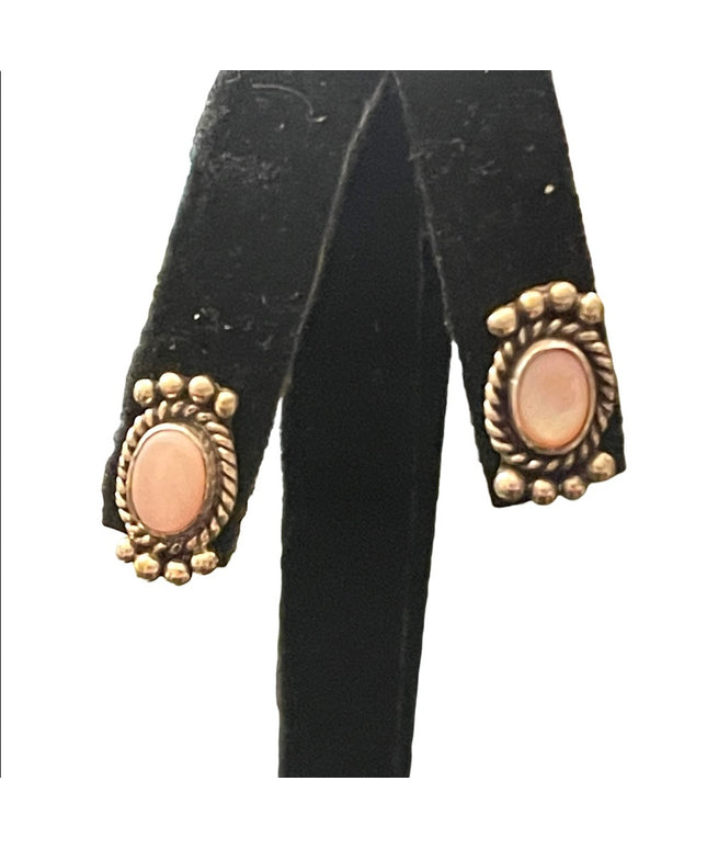 Vintage Sterling silver 925 M NEZ Navajo MOP fancy earrings