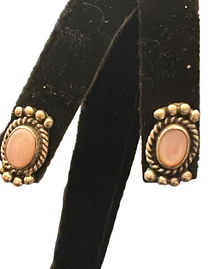 Vintage Sterling silver 925 M NEZ Navajo MOP fancy earrings