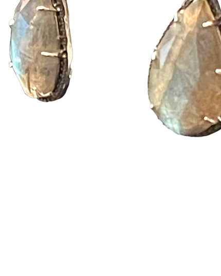 JWBR Labradorite Marcasite amethyst sterling silver tear drop dangle earrings