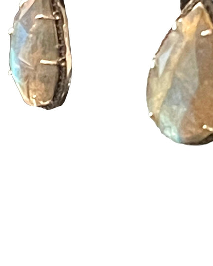 JWBR Labradorite Marcasite amethyst sterling silver tear drop dangle earrings