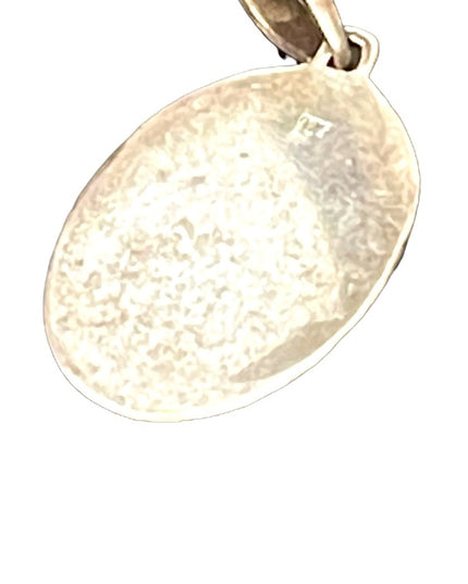 Vintage sterling silver 925 Mother of pearl ornate etched Navajo oval pendant