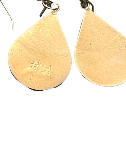 Vintage Mexixo Silver abalone alpaca dangle tear drop earrings