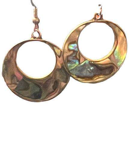 Vintage mexico abalone alpaca silver dangle earrings