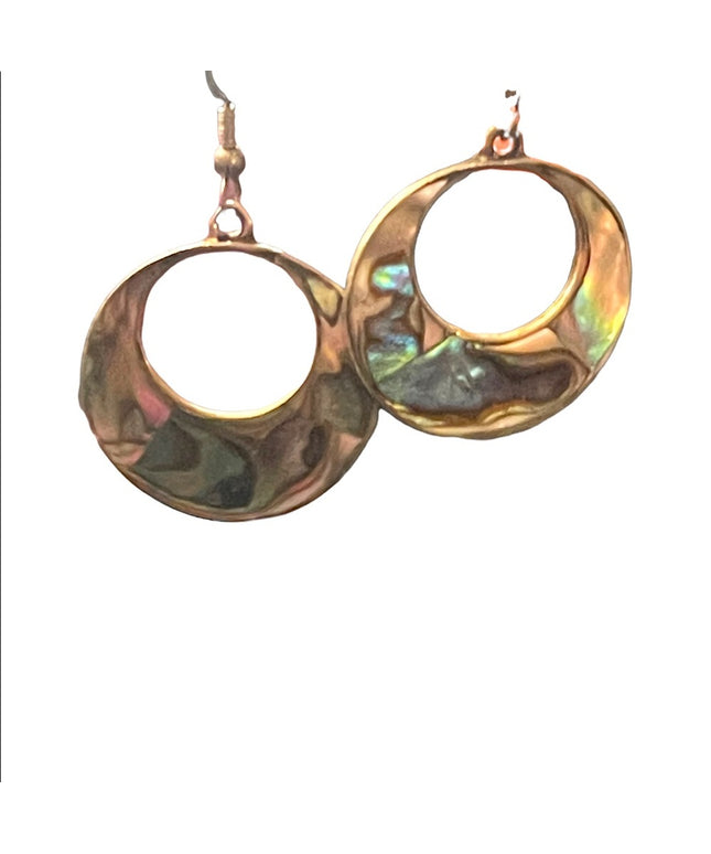 Vintage mexico abalone alpaca silver dangle earrings