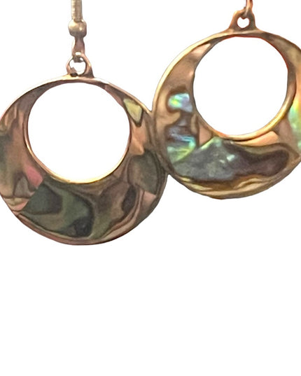 Vintage mexico abalone alpaca silver dangle earrings