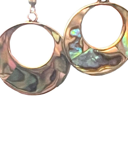 Vintage mexico abalone alpaca silver dangle earrings