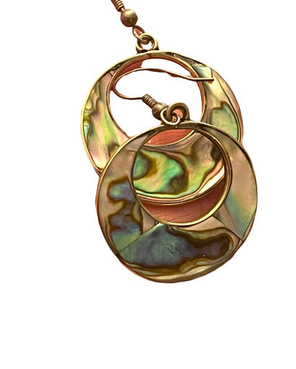 Vintage mexico abalone alpaca silver dangle earrings