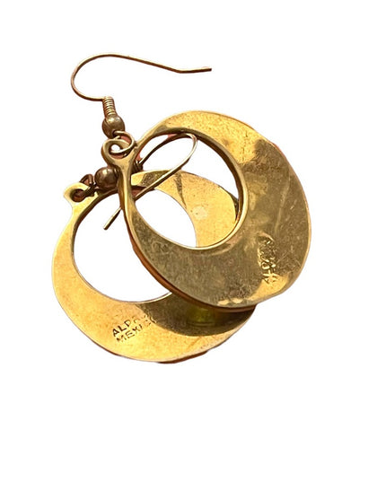Vintage mexico abalone alpaca silver dangle earrings