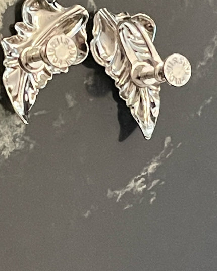 Vintage sterling silver 925 Boyd Bond screw back leaf earrings