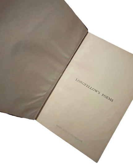 Antique Red leather bound book Poetical Works of Longfellow 1920 Collins 514 pgs