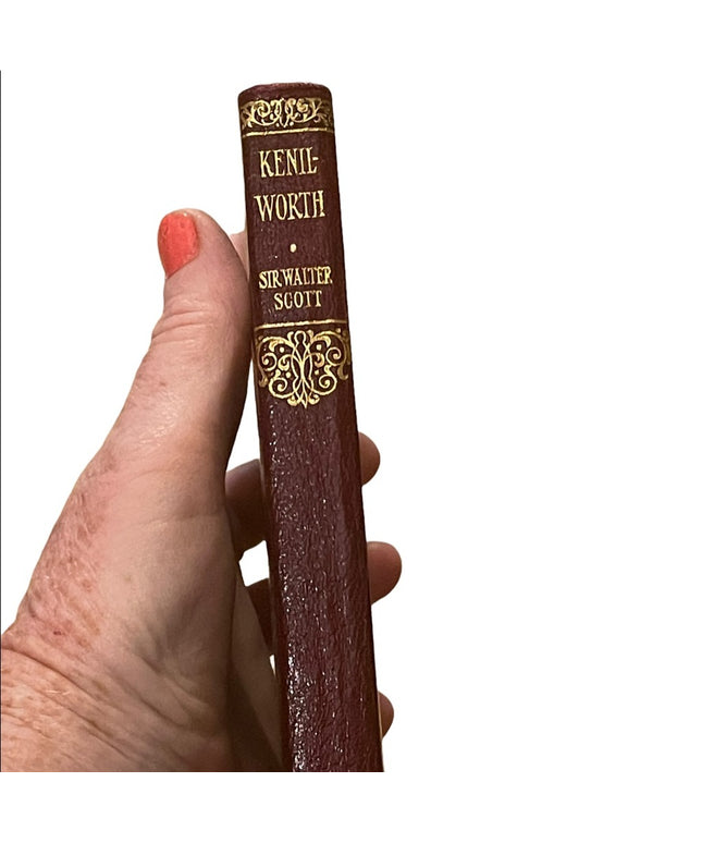 Antique Collins UK 1920 Red leather bound Kenilworth Sir Walter Scott book