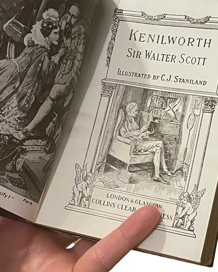 Antique Collins UK 1920 Red leather bound Kenilworth Sir Walter Scott book