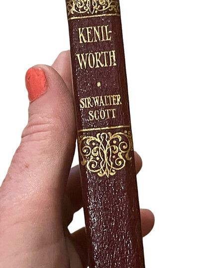 Antique Collins UK 1920 Red leather bound Kenilworth Sir Walter Scott book
