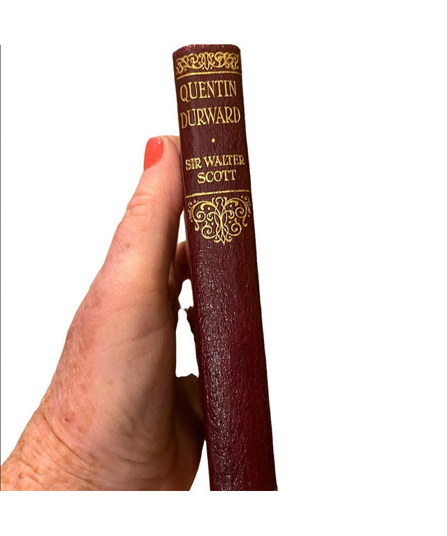 Antique UK Collins Red Leather book Quentin Durward Sir Walter Scott VG