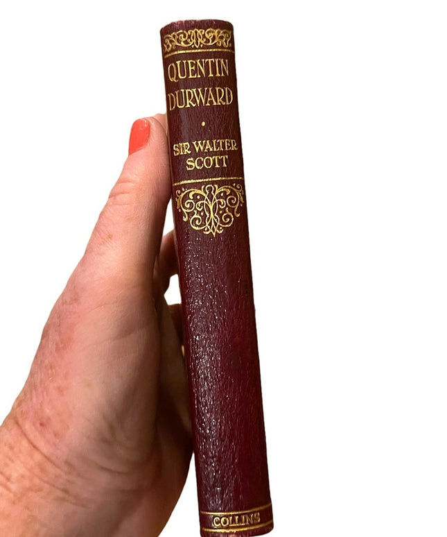 Antique UK Collins Red Leather book Quentin Durward Sir Walter Scott VG