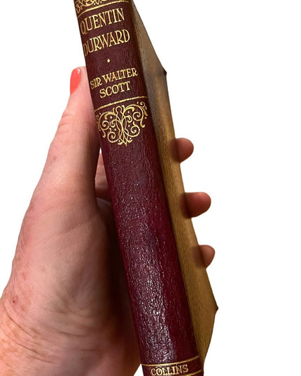 Antique UK Collins Red Leather book Quentin Durward Sir Walter Scott VG