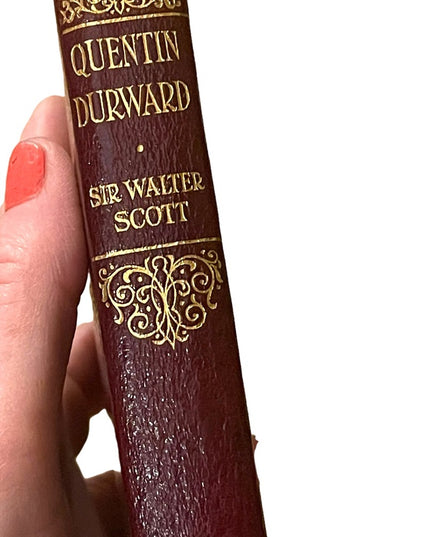 Antique UK Collins Red Leather book Quentin Durward Sir Walter Scott VG