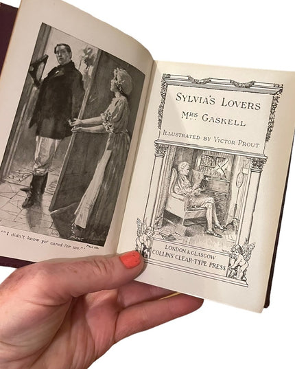 Antique 1920 Collins UK red leather book Sylvias Lovers MRS Gaskell
