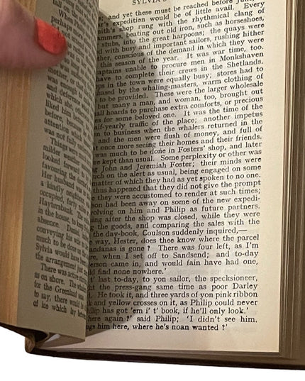 Antique 1920 Collins UK red leather book Sylvias Lovers MRS Gaskell