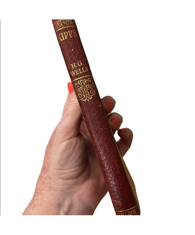 Antique Collins UK 1920 Red leather KIPPS HG Wells Book