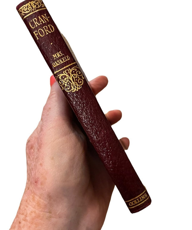 Antique UK Collins Red Leather 1920 Cranford MRS Gaskell Book gold lettering