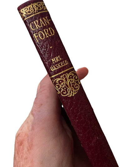 Antique UK Collins Red Leather 1920 Cranford MRS Gaskell Book gold lettering