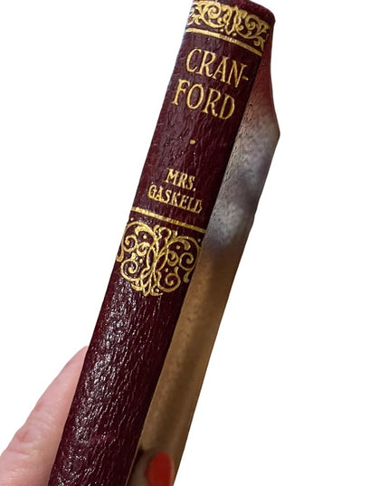 Antique UK Collins Red Leather 1920 Cranford MRS Gaskell Book gold lettering