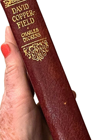 Antique UK Collins Red Leather 1920 David Copperfield Charles Dickens gold let
