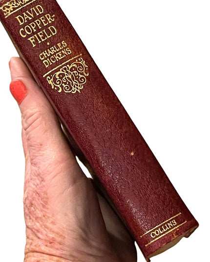 Antique UK Collins Red Leather 1920 David Copperfield Charles Dickens gold let