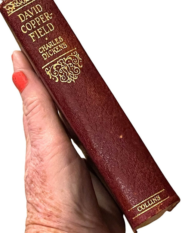 Antique UK Collins Red Leather 1920 David Copperfield Charles Dickens gold let