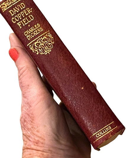 Antique UK Collins Red Leather 1920 David Copperfield Charles Dickens gold let