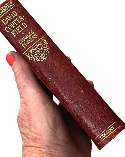Antique UK Collins Red Leather 1920 David Copperfield Charles Dickens gold let