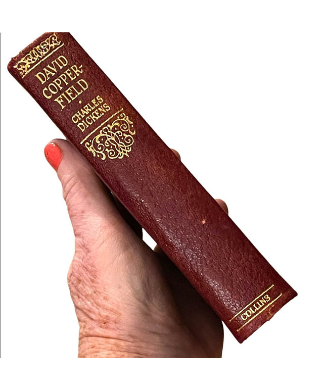 Antique UK Collins Red Leather 1920 David Copperfield Charles Dickens gold let