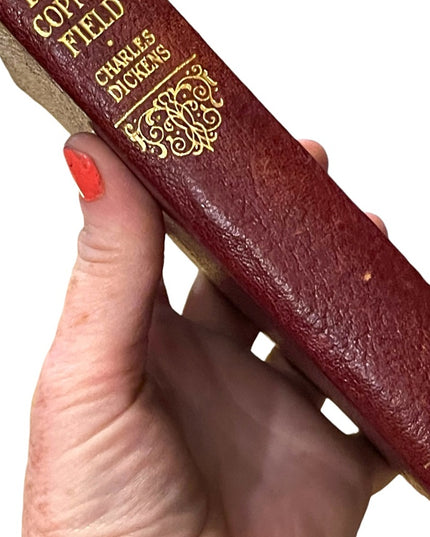 Antique UK Collins Red Leather 1920 David Copperfield Charles Dickens gold let