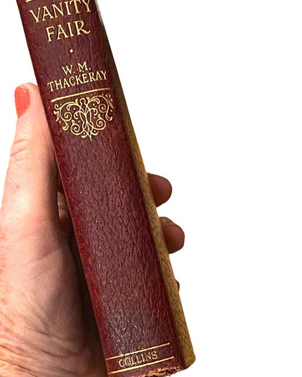 Antique 1920 UK Collins Red Leather Vanity Fair WM Thackeray Gold Letter book