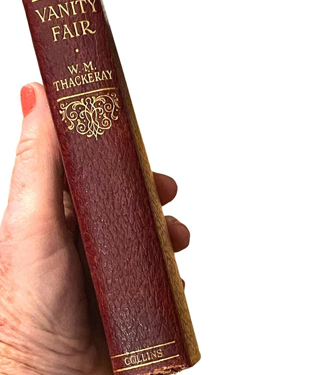 Antique 1920 UK Collins Red Leather Vanity Fair WM Thackeray Gold Letter book