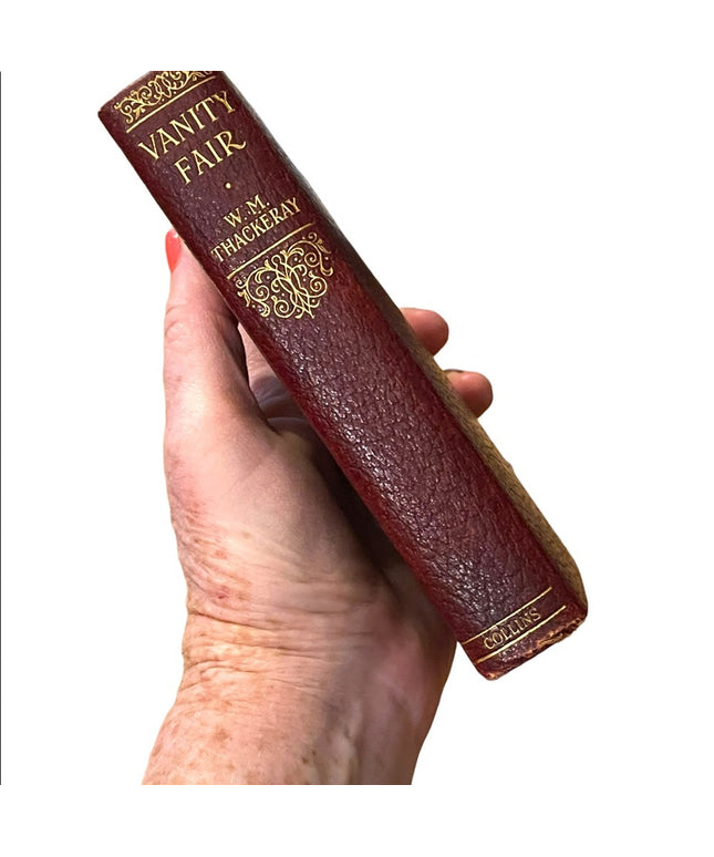 Antique 1920 UK Collins Red Leather Vanity Fair WM Thackeray Gold Letter book
