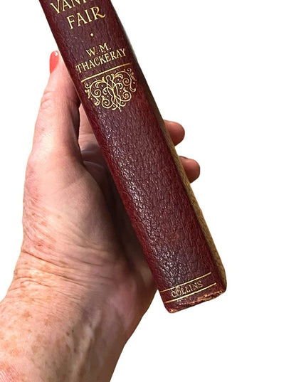 Antique 1920 UK Collins Red Leather Vanity Fair WM Thackeray Gold Letter book