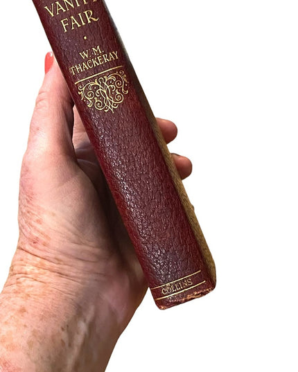 Antique 1920 UK Collins Red Leather Vanity Fair WM Thackeray Gold Letter book