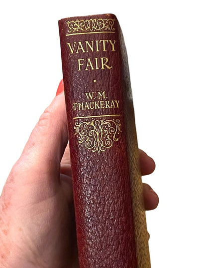 Antique 1920 UK Collins Red Leather Vanity Fair WM Thackeray Gold Letter book