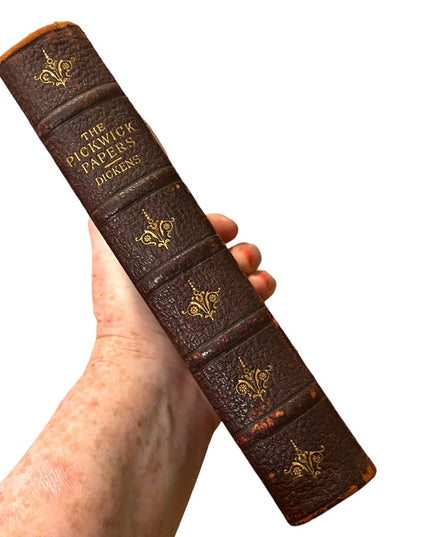 Antique 1885 G Routledge Brown Leather The Pickwick Papers Dickens gold gilt