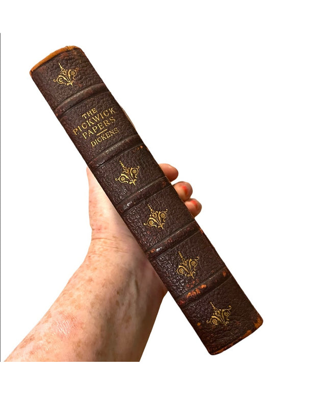 Antique 1885 G Routledge Brown Leather The Pickwick Papers Dickens gold gilt