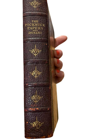 Antique 1885 G Routledge Brown Leather The Pickwick Papers Dickens gold gilt