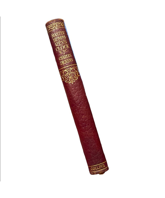 Antique 1920 Collins UK Master Humphreys Clock Charles Dickens Red Leather book