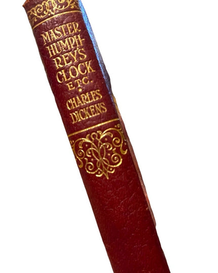 Antique 1920 Collins UK Master Humphreys Clock Charles Dickens Red Leather book