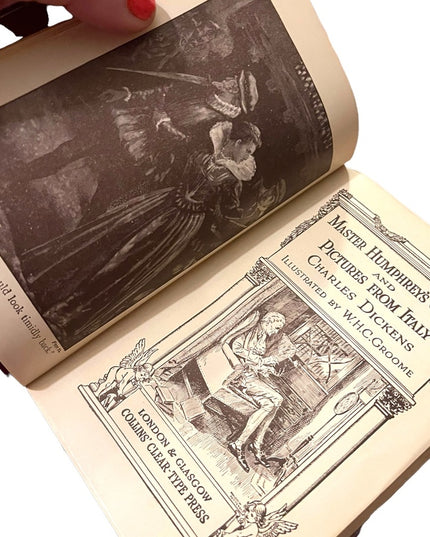 Antique 1920 Collins UK Master Humphreys Clock Charles Dickens Red Leather book