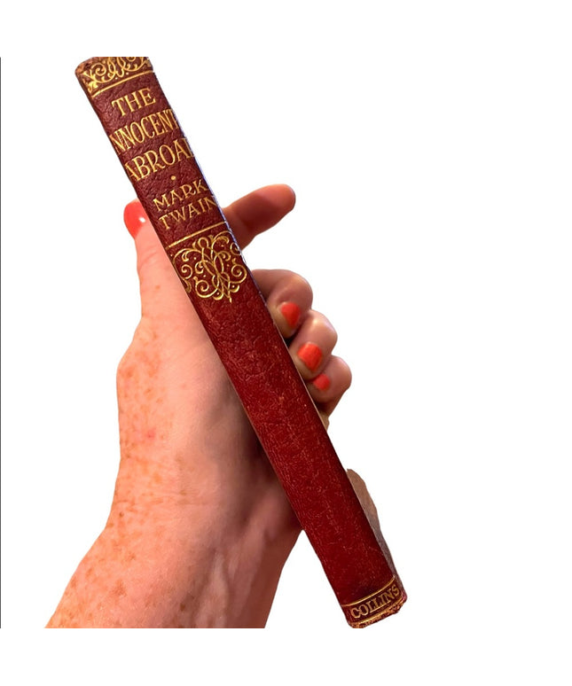 Antique 1920 Collins UK Book Red Leather The Innocent Abroad Mark Twain gold let