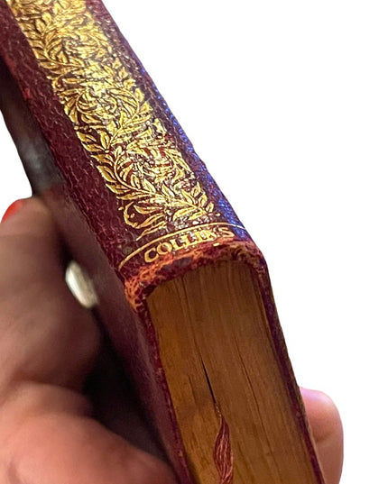 Antique 1920 UK Collins Red Leather Book Agnes Grey The Professor Poems Bronte